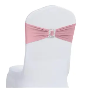 20 PCS  Chair Sashes Bows Stretch Chair Cover Band with Buckle Slider Universal Elastic Chair Ties for Wedding Banquet Party Event Decoration Reusable Chair Bows