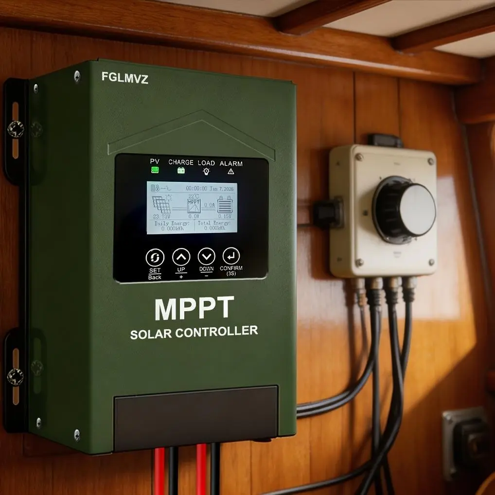 60A MPPT Solar Charge Controllerr - 20-230V Wide PV Input 12-96V Battery System All Batteries Compatible Perfect for RV Sailboat Yacht & Off-Grid Power