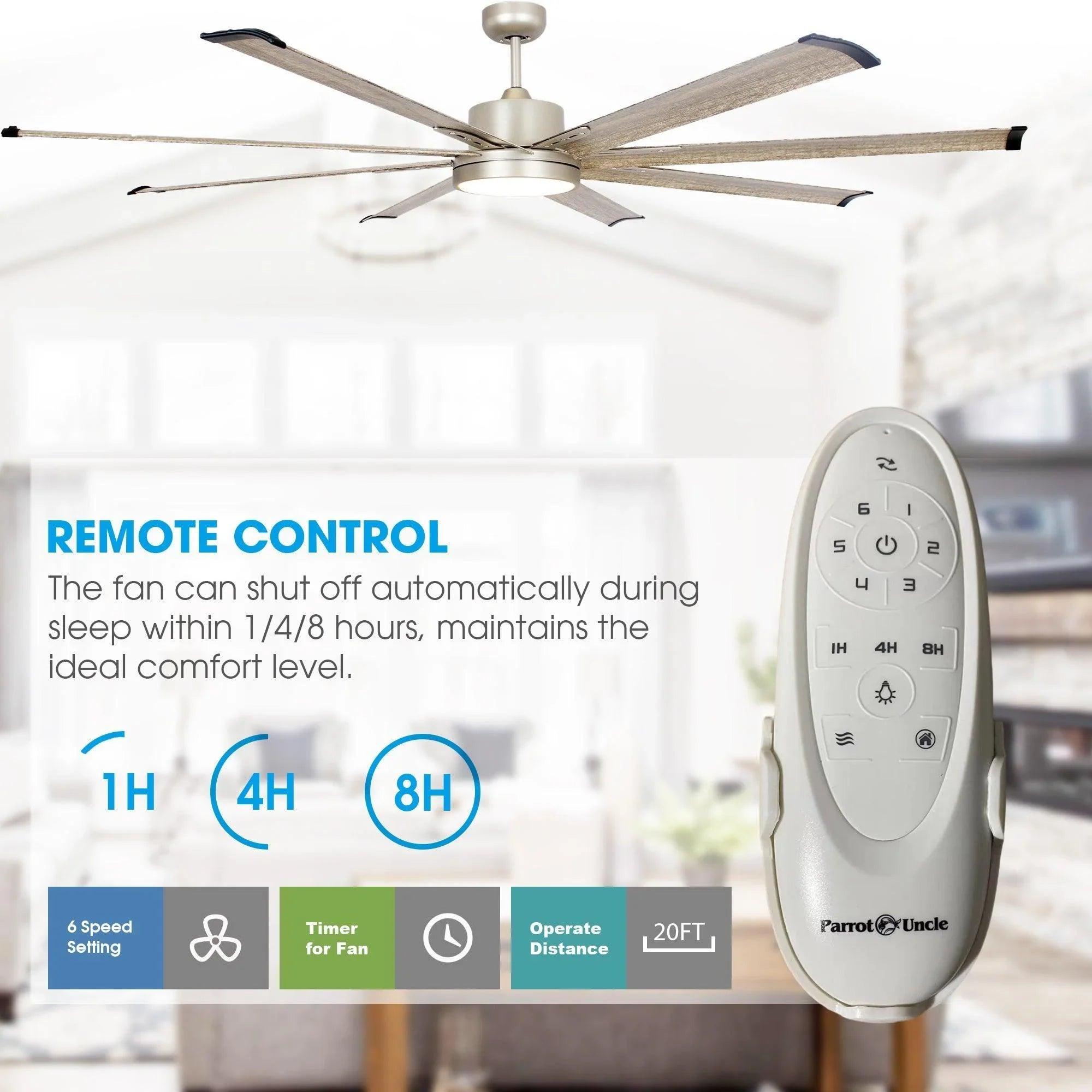 72" Bankston Nickel Ceiling Fan with Integrated LED Light & Remote Control