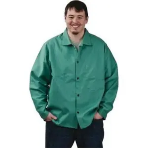 PRO-SAFE Size XL Green Flame Resistant/Retardant Jacket 46-48" Chest, Cotton, Snaps Closure WELD-JK-A1-XL