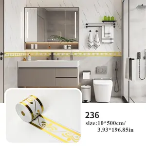 1 roll 197 inches x 3.94 inches, large roll marble panel wallpaper, Decorative wallpaper, self-adhesive PVC imitation brick, peel and stick, bedroom corner decoration, walls, cabinet edges, floor wall protection strips, Marble pattern wallpaper