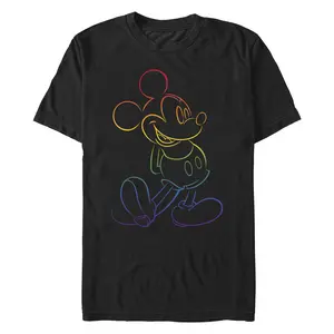 Adult Mickey & Friends Rainbow Mickey Mouse Outline Pride T-Shirt
