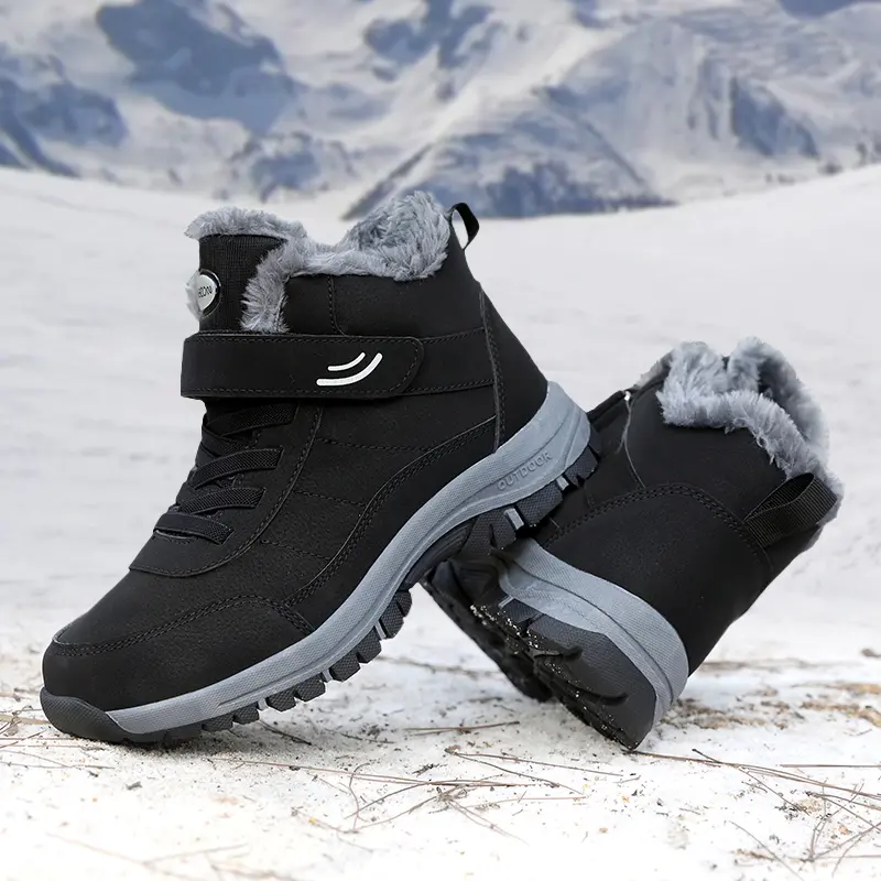 Women's Classic Winter Ankle Shoe - Warm Faux Fur Lined Waterproof Synthetic PU Footwear with Non-Slip EVA Height-Boost Sole, Rubber Sole, Round Toe, Outdoor Wear, Faux Fur Liner, Slip Resistant, Insulated, Us 10