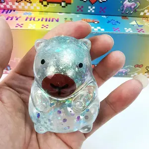 Cartoon Capybara Decompression Toy Soft Glitter Gummy Fidget Toys Pinching and Stress Relief Tool Anti Stress Squeeze Toy Gifts