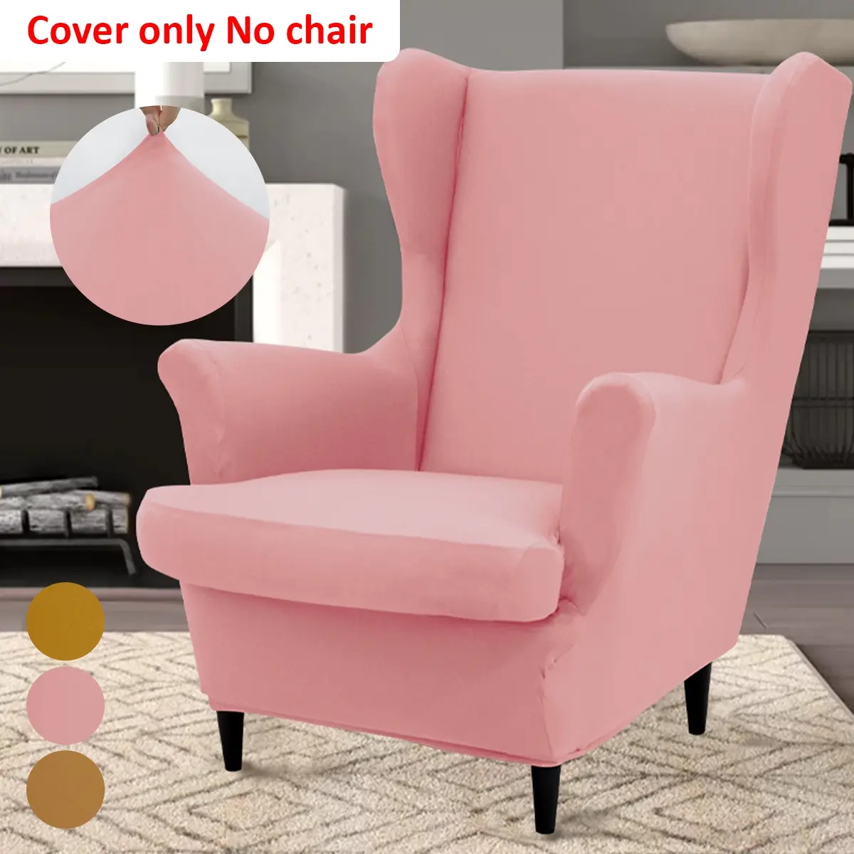 2 Piece Set Elastic Wingback Chair Sofa Covers, Couch Covers, Couch Protectors, Stretch Sofa Cover, Slipcover for Sofa, Soft Washable Armchair Protector, Suitable for Living Room Weddings and Parties