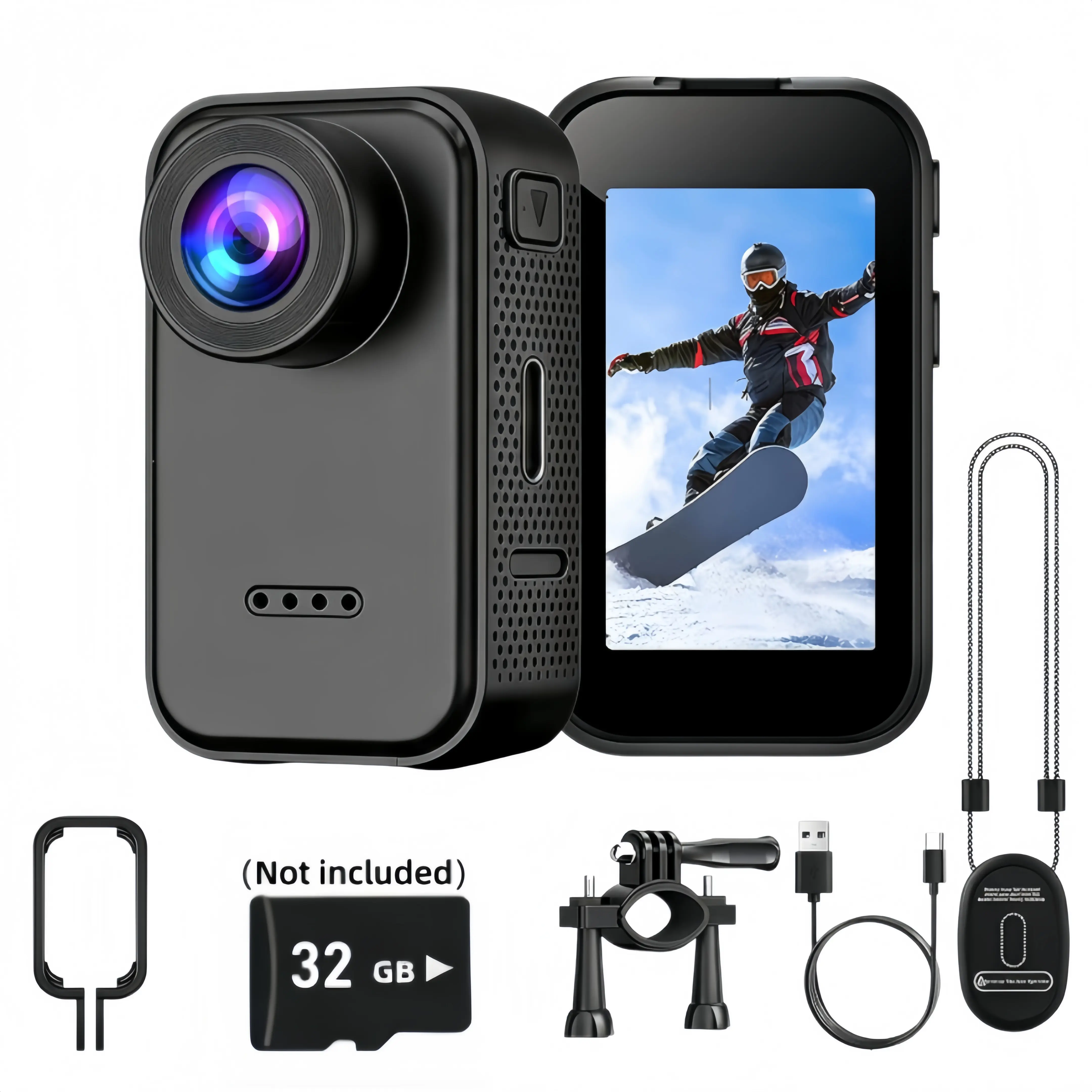 1080P HD Compact Body Worn Action Camera, 130° Mini Thumb Camcorder with 3-Hour Battery, Flexible Mount, Micro SD Support & MP4 Video for Sports, Travel Vlogging