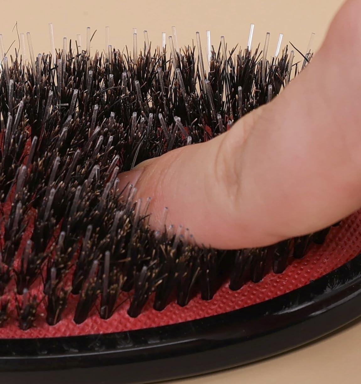 Boar Bristle Hair Brush Paddle Detangling Brush for Curly Fine Wavy Natural Tangled Hair Anti-static Hair Brush with Nylon Quill Massage Hair Extension Brush for Women, Men and Kids