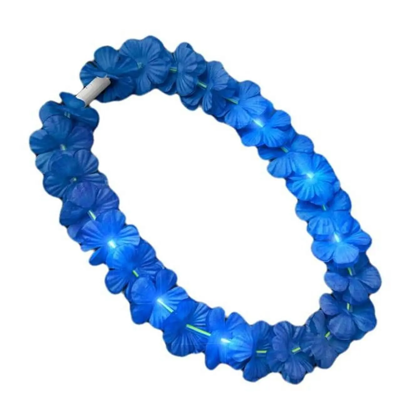 212 MAIN 31 In LED Light-Up Flower-Shaped Hawaiian Lei Necklace, Blue Tropical Paradise Unisex Jewelry, Pull Tab Mood Necklace Party Supplies Festive Accessory, Flowers
