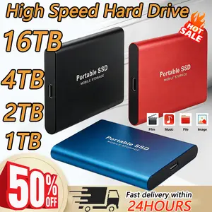 16TB Large Capacity External Hard Drive Quiet Operation Mobile Storage SSD USB3.2 Type-C High Speed Solid Stae Disk For PC MAC Versatile Secure Flash Memory Card