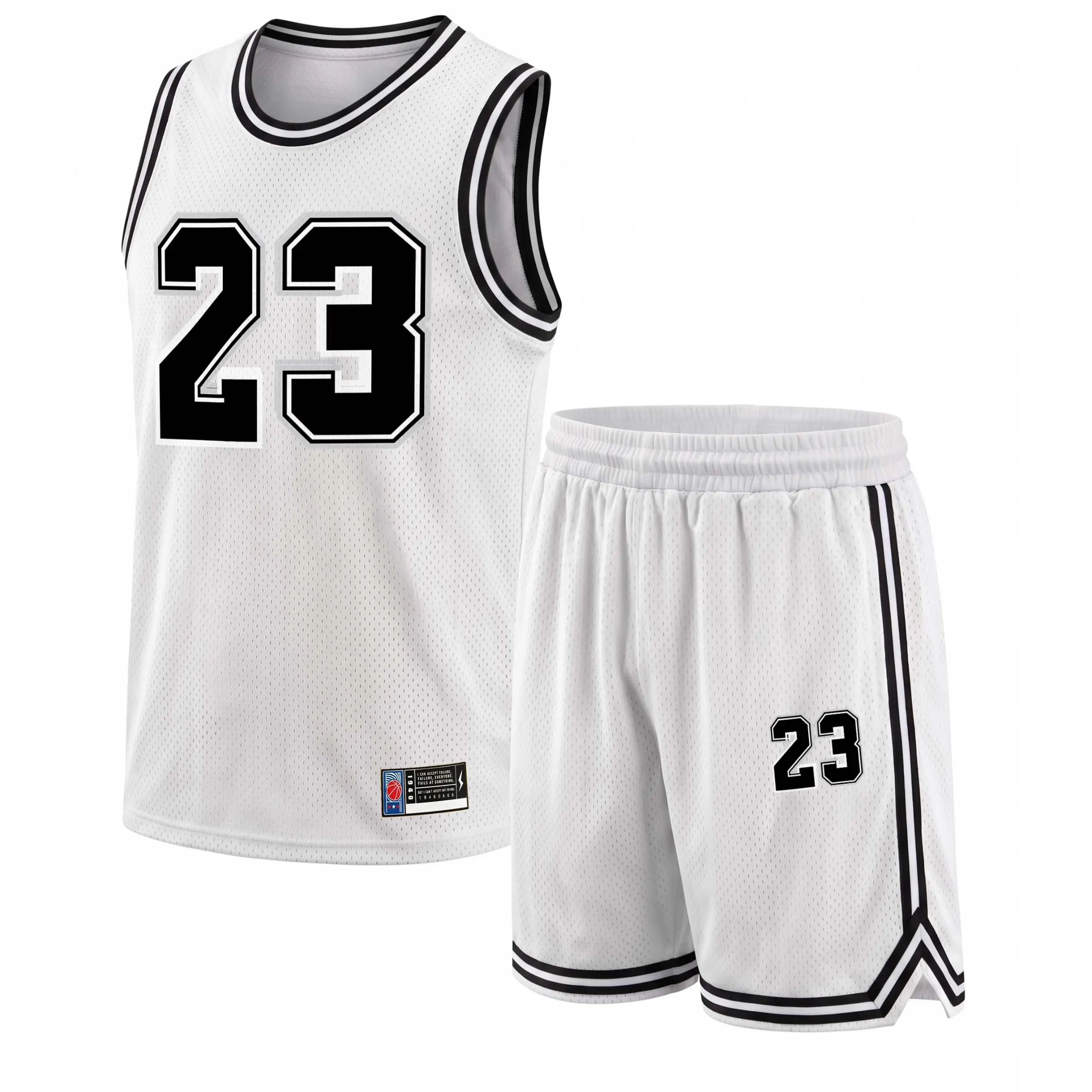 Men’s NO·23 Mesh Basketball Jersey Set, Sleeveless Tank Top and Shorts 2 Piece Outfit, Lightweight Breathable Athletic Sportswear, Casual Summer Training Uniform for Gym, Streetwear, Running, Beach and Daily Wear