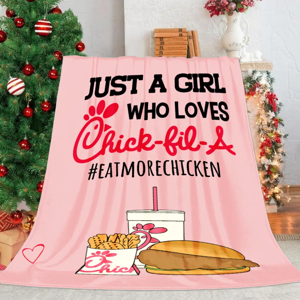 Chick Cartoon Pattern Flannel Throw Blanket - Breathable, Warm, Cozy, Soft, All-Seasons, Machine-Washable Food Design Blanket for Couch, Travel (Ideal Birthday Holiday Gift for Family)