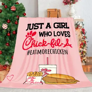 Chick Throw Blanket, Warm Cozy Soft Eat More Chicken Food Design Flannel Blanket for Couch Bed Travel Living Room Bedroom Birthday Holiday Gift for Friends, Mom, Dad, Family