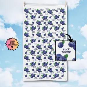 Subtle F*ck Trump Hand Towel, Funny Political Home Decor, Blueberries Kitchen Towel, Blueberry Home Decor, Liberal Gag Gift, FDT Bath Towel