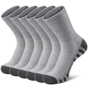 6 Pairs Athletic Socks Sport Running Calf Socks Performance Cushioned Breathable Crew Socks for Men Women