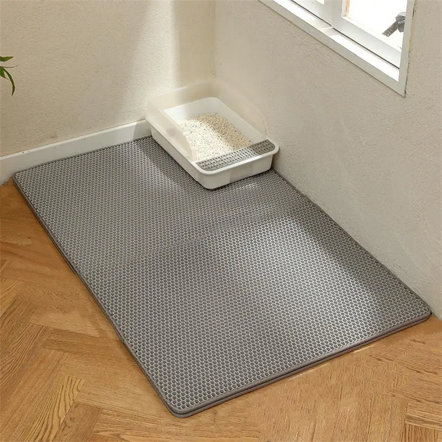 Double Layer Honeycomb Cat Litter Mat Pad, 1 Count Durable & Washable Non-slip Cleaning Solution for Pet Toilet, Litter Box & Kennel, Pet Supplies