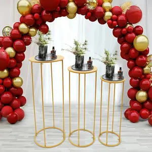 CNCEST 3-Piece Multi-Size Gold Metal Floor Vases - Elegant Iron Flower Stands with Sturdy Base, Party Decoration Supplies for Weddings, Home Centerpieces