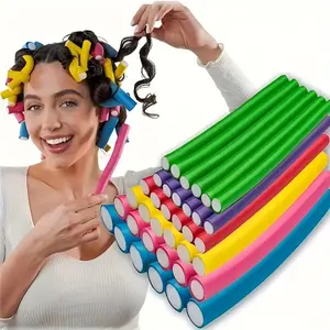 10pcs Flexible Hair Rollers Set, No Heat Curling Rods for Soft Waves & Spirals, DIY Foam Hair Rolls for Short & Long Hair, Random Colors