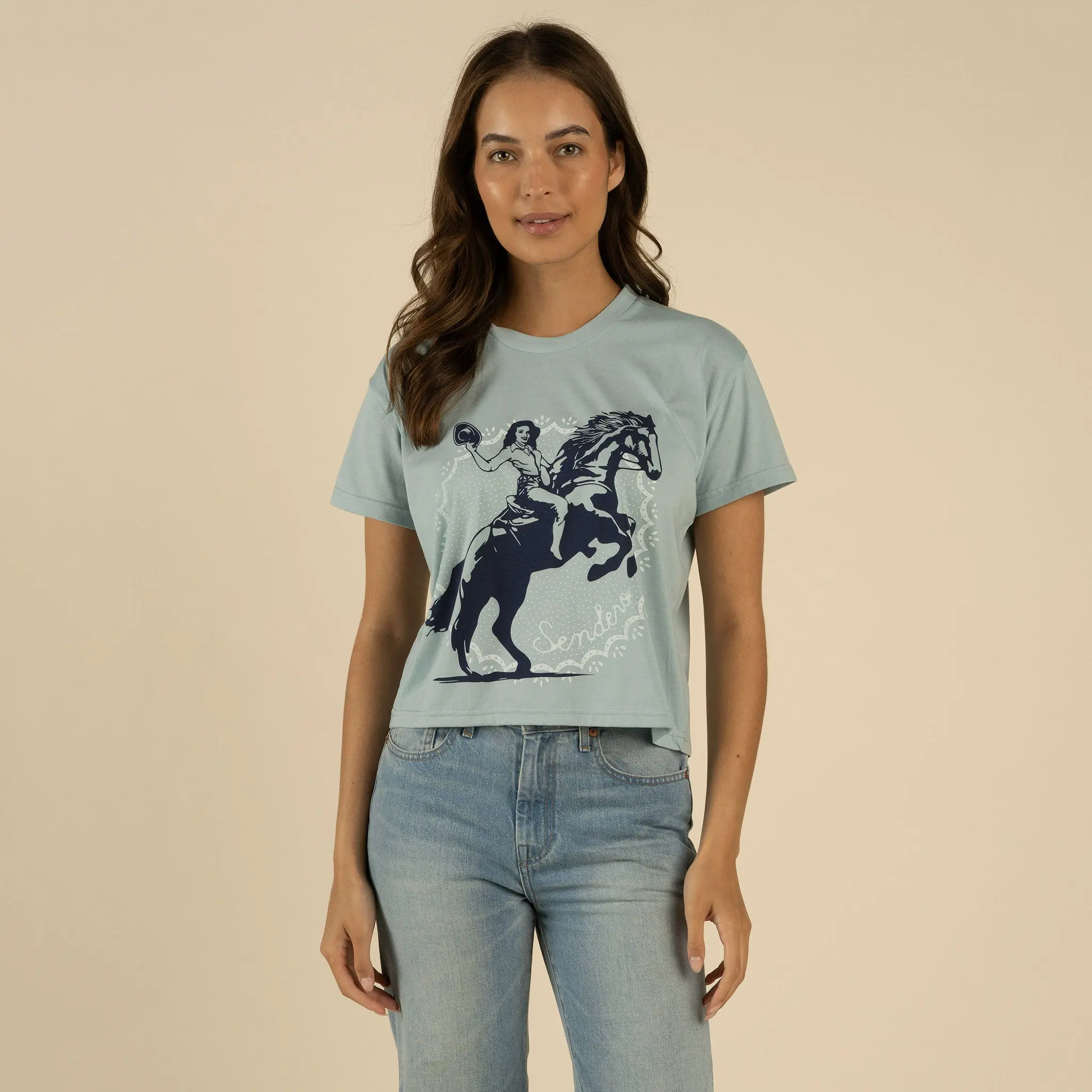 Palomino Crop Tee - Sterling Blue