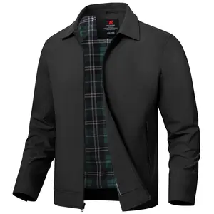 GOPUNE Menswear Coats Men's Lightweight Jacket Windbreaker Golf Light Full Zipper Zip Up Work Casual Bomber with Zip Pockets