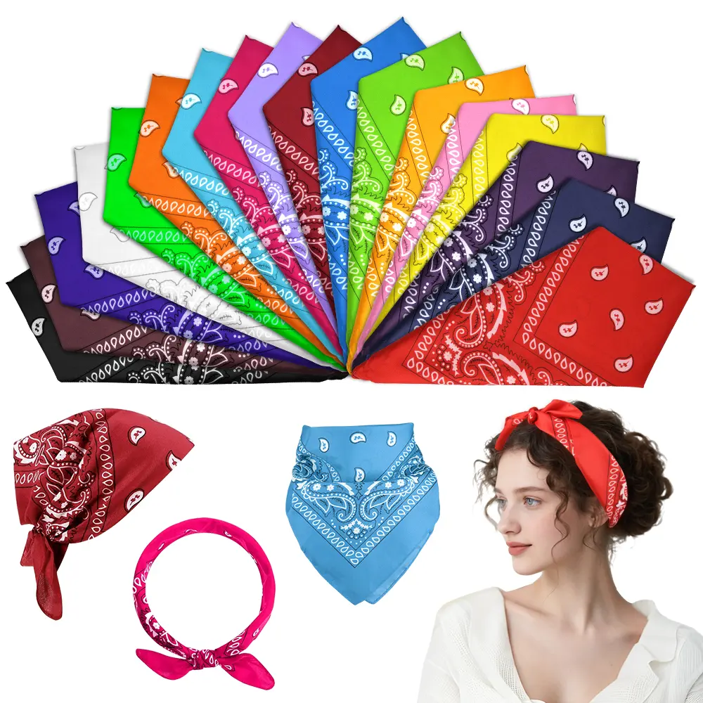 MIAHART 18Pcs Paisley Bandanas - Festive & Party Supplies Accessory Gift, Headscarf, Western Style, Boho Fashion, Cowboy Headband, Scarf Head Wrap, Bandana Head Wrap for Boho Outfits, Boho Paisley Flair, Boho Retro Vibe