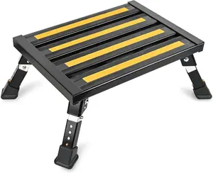 Nilight RV Steps Folding Aluminum Step Stool Heavy Duty Camper Steps, 16.5"x12" Surface, 4 Levels Adjustable Height Portable Platform Step Anti-Slip Rubber Feet Supports Up to 500lbs for Camper,Black