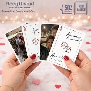 RodyThread 3mm Acrylic Personalized Couple Photo Wallet Insert Card, Custom Ace of Hearts Love Metal Card, Custom Name & Date Car Interior Decoration, Couple Gifts for Anniversary Keepsakes