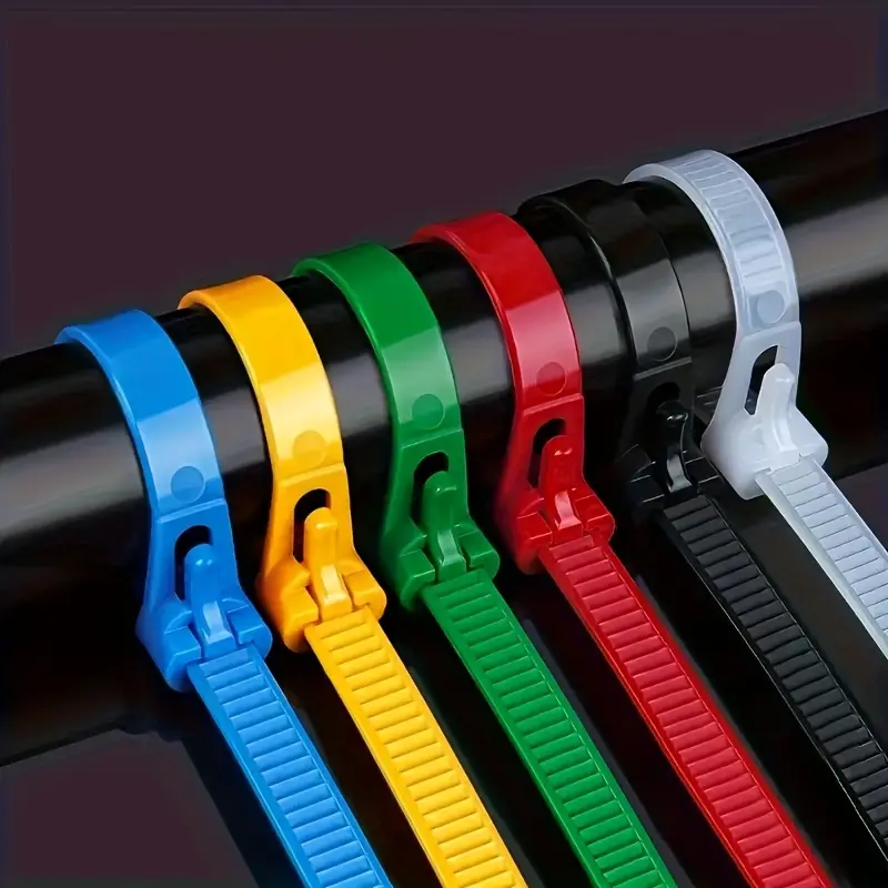 100 Pcs Reusable Nylon Cable Ties, Self-Locking Adjustable Plastic Wire Straps, Mixed Colors, Durable & Flexible Design, Indoor Outdoor Use, Multipurpose Organize, Fastening, Efficient, Secure