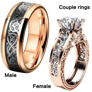 New Crystal Diamond Ring Exquisite Women's & Men's Couple Rings Premium Alloy Geometric Design Fashion Jewelry