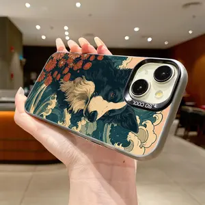 Phone Case - A Phone Case Featuring a Border Collie Design with Flowers And Waves, Elegantly Colored in Silver. It Is a Premium Case with Stylish Edges, Compatible with Various for Iphone Including 17, Air, Pro, Pro Max