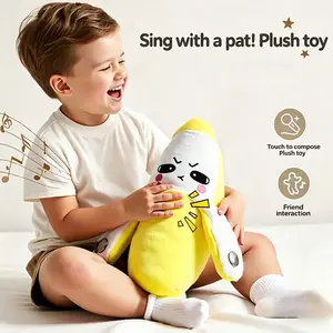 Creative Fruit Induction Metronome Soft Cute Banana Sensory Interactive Playing Joint Music Rhythm Stuffed Early Learning Soft Stuffed Doll Cute Stuffed Animal Gift