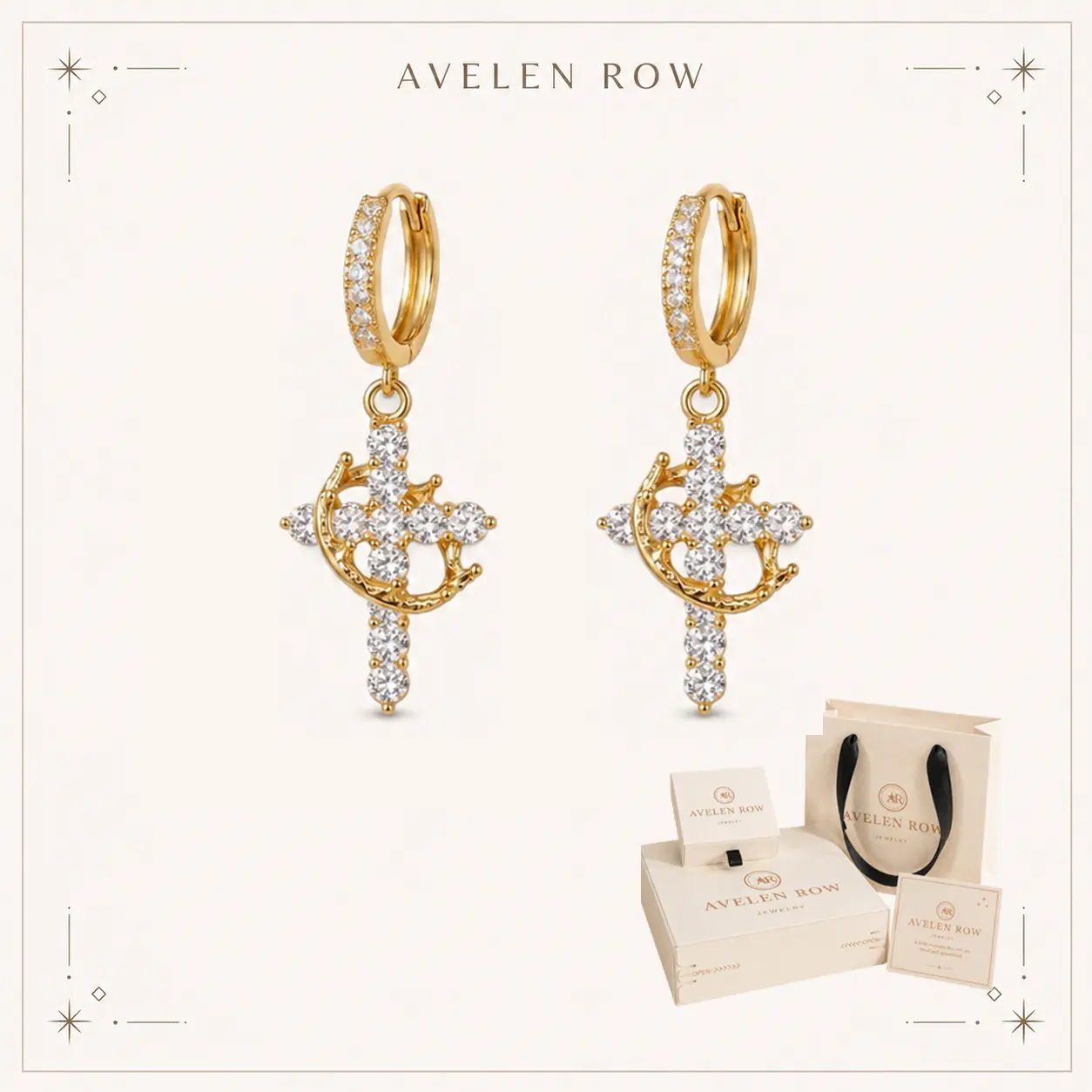Crown Cross Jewelry Set for Women, Coordinated Christian Gift for Baptism or Confirmation