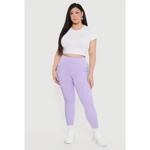 Plus Size Mesh Detail Cell Phone Pocket Leggings