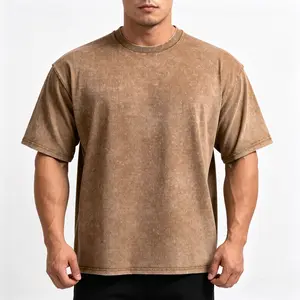 Men's 100% Pure Cotton Retro Baggy Oversized Short-Sleeve T-Shirt - Washed Distressed, Breathable Skin-Friendly, Aesthetic Casual Summer Outdoor Menswear Top, Vibe-Focused for Cargo Outfits, Sneakers & Cap Pairing, Jackets Layering