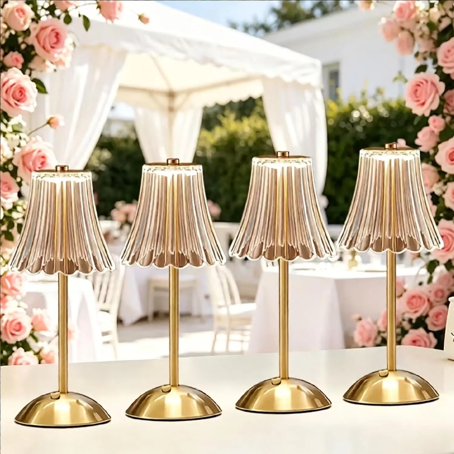 Touch Cordless Table Lamp Rechargeable, 3600mAh Battery Operated Small Crystal Lamp, 3 Color Dimmable Vintage Gold Table Light for Bedroom/Kitchen/Gift for Home