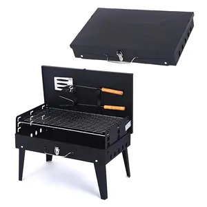 outdoor tool barbecue double-sided fireproof stove heater foldable side Charcoal BBQ Hibachi Grill with Grid Lifter Portable Yakitori Grill Stainless Steel Grate for Outdoor Camping Picnic Patio Backyard Cooking hvac tech