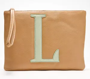 American Leather Co. Dover Leather MonogramWristlet Pouch,L Initial