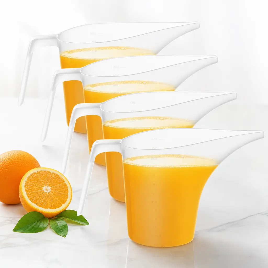 4pcs 1000 ml ABS Plastic Liquid Measuring Jugs - Heat-Resistant, Easy-Pour Funnel Spout, Reusable Food Measure Cups for Kitchen Utensils, Oil Dispenser, Liquid Measuring Cups, Food Measuring Tool