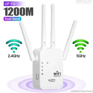WiFi Extender 2025, 1200Mbps Dual Band (5GHz/2.4GHz) Signal Booster, Covers 10,000 sq. ft & 50 Devices, Repeater with Ethernet Port for Home, GiftsCCMasterMarkToolsCCVistaShop21CC29HandyToolPro
