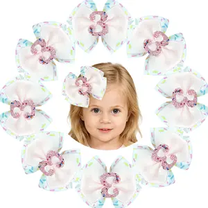 Summervibes JoyBowie Handmade Striped Alligator Clip Hairband with 3-inch Colorful Grosgrain Ribbon Bow, perfect for baby girls' birthday party gifts. Girl