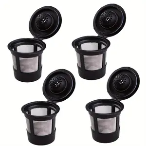 4pcs-set Reusable K Cups Coffee Filters, Refillable Coffee Pod Capsules with Built-In, Integrated Mesh Strainer for Use with Keurig 2.0/1.0 And Keurig Mini Plus & Select Single Cup Coffee Machines