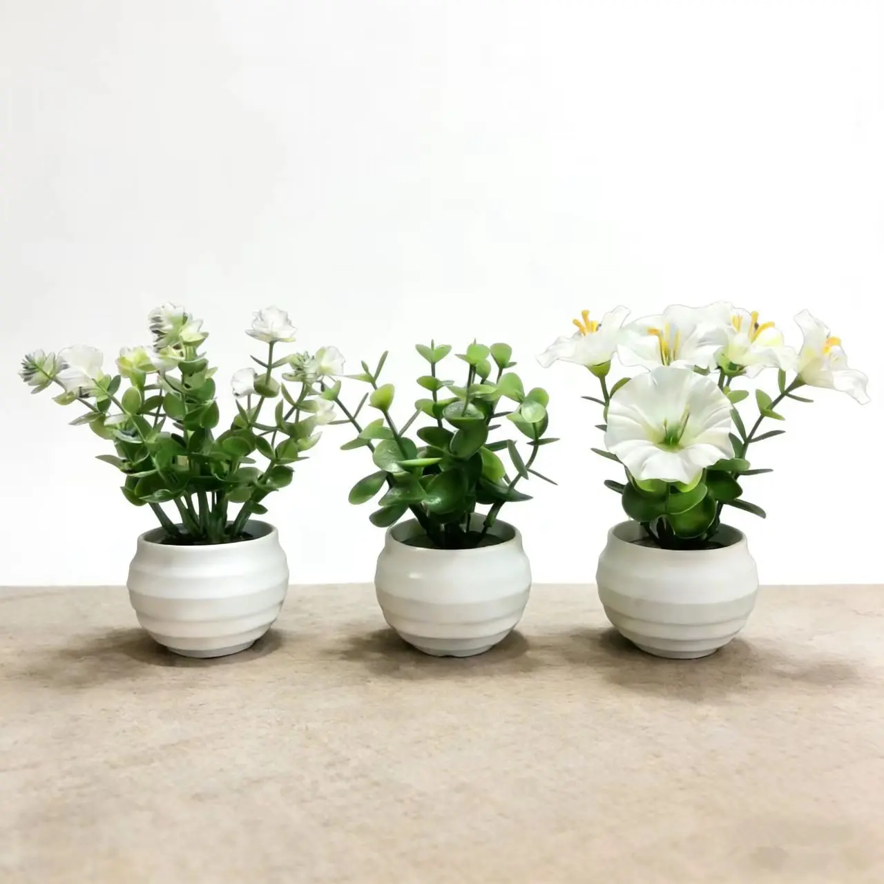 3 Counts Mini Artificial Plants, Potted Plant Set, Indoor Office Desktop Window Sill Decor, Nordic Style Fake Mini Potted Plants, Decorative Fake Flower