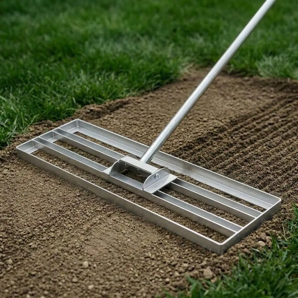 36"x10" Heavy-Duty Stainless Steel Lawn Leveling Rake, 6.5 FT Extended Handle Yard Rake for Garden, Golf Lawn Use