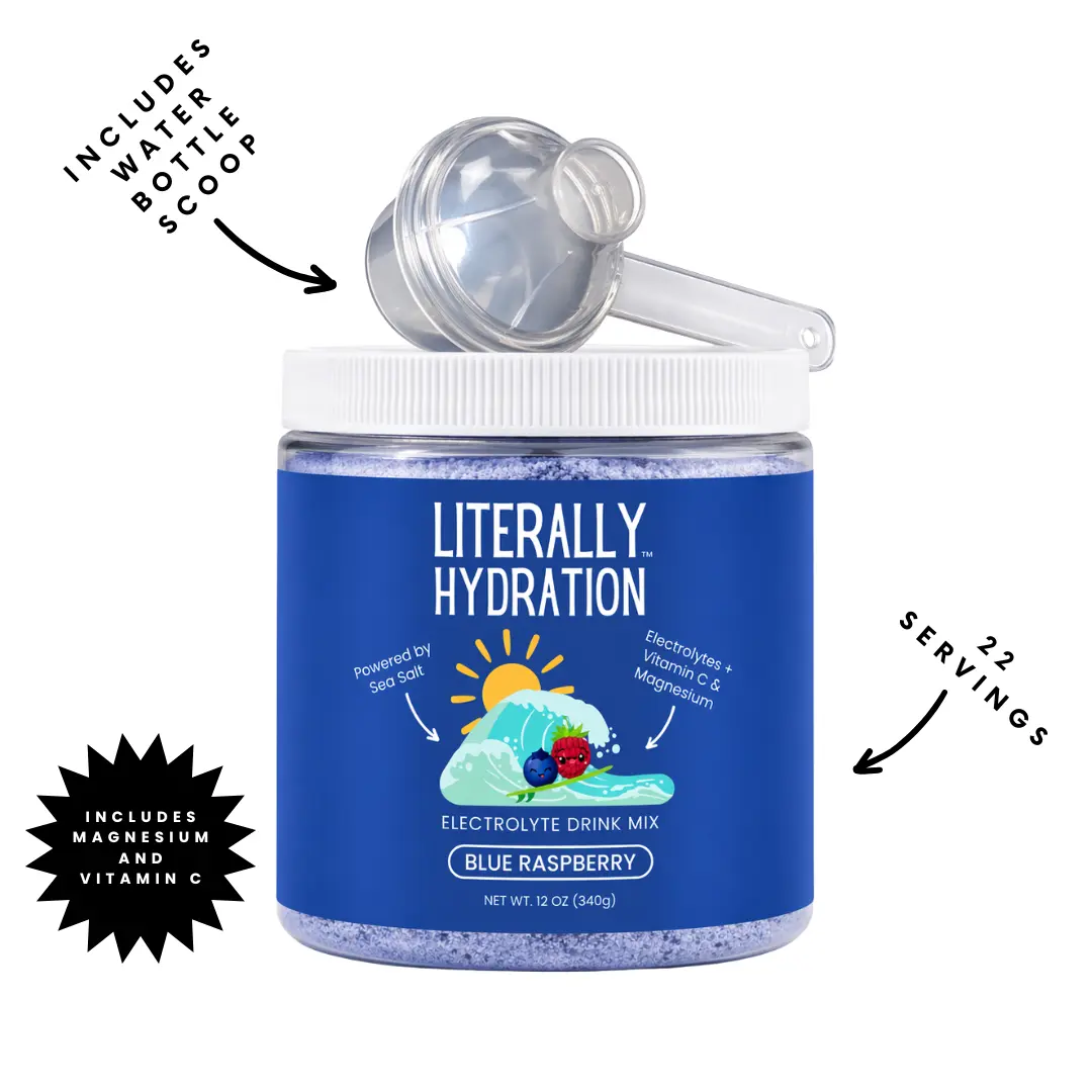 Literally Hydration - Blue Raspberry electrolyte mix - Including water bottle scoop