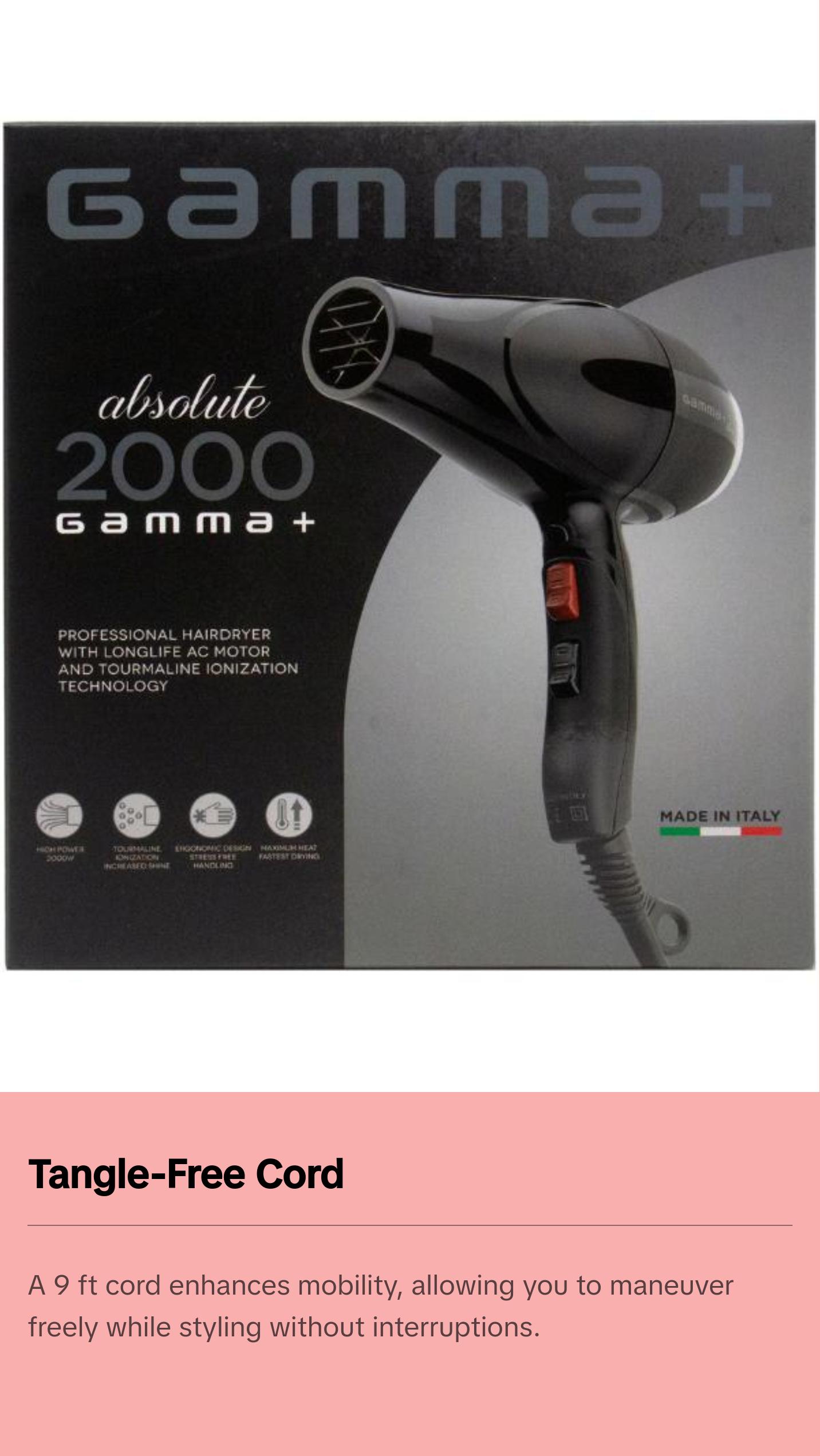 Gamma+ Absolute 2000 Hair Dryer – High Heat & Fastest Drying Gamma+ Absolute 2000 Hair Dryer – High Heat & Fastest Drying