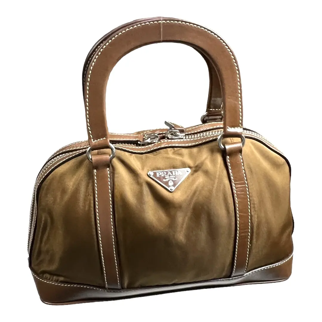 Pre-owned PRADA Nylon Tote Bags Hand Bag Brown Nylon