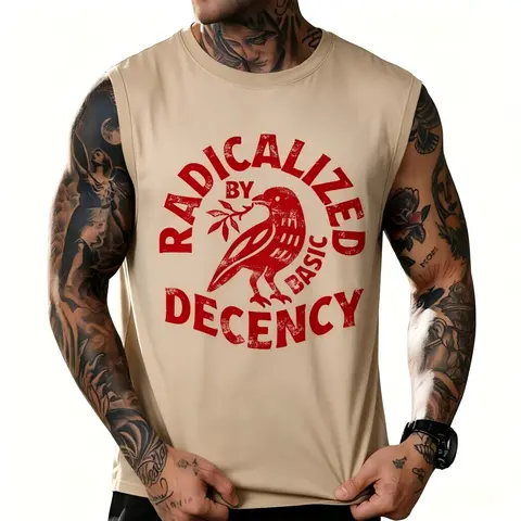 Menswear Cotton Cargo Tank Top - Unisex Soft, Distressed Vintage Washed Vest with Retro Print, Casual Sleeveless Streetwear, Ideal Boyfriend Gift
