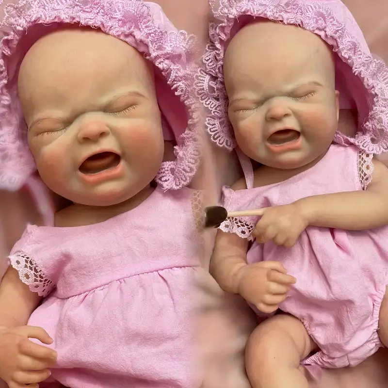 13 Inch Realistic Newborn Baby Doll, Gorgeous Crying Maria Full Body Solid Silicone Doll with 3D Painted Skin, Pink Outfits, Flexible Waterproof Handmade Toy for Birthday Gift, Gorgeous Doll, Realistic Baby Dolls