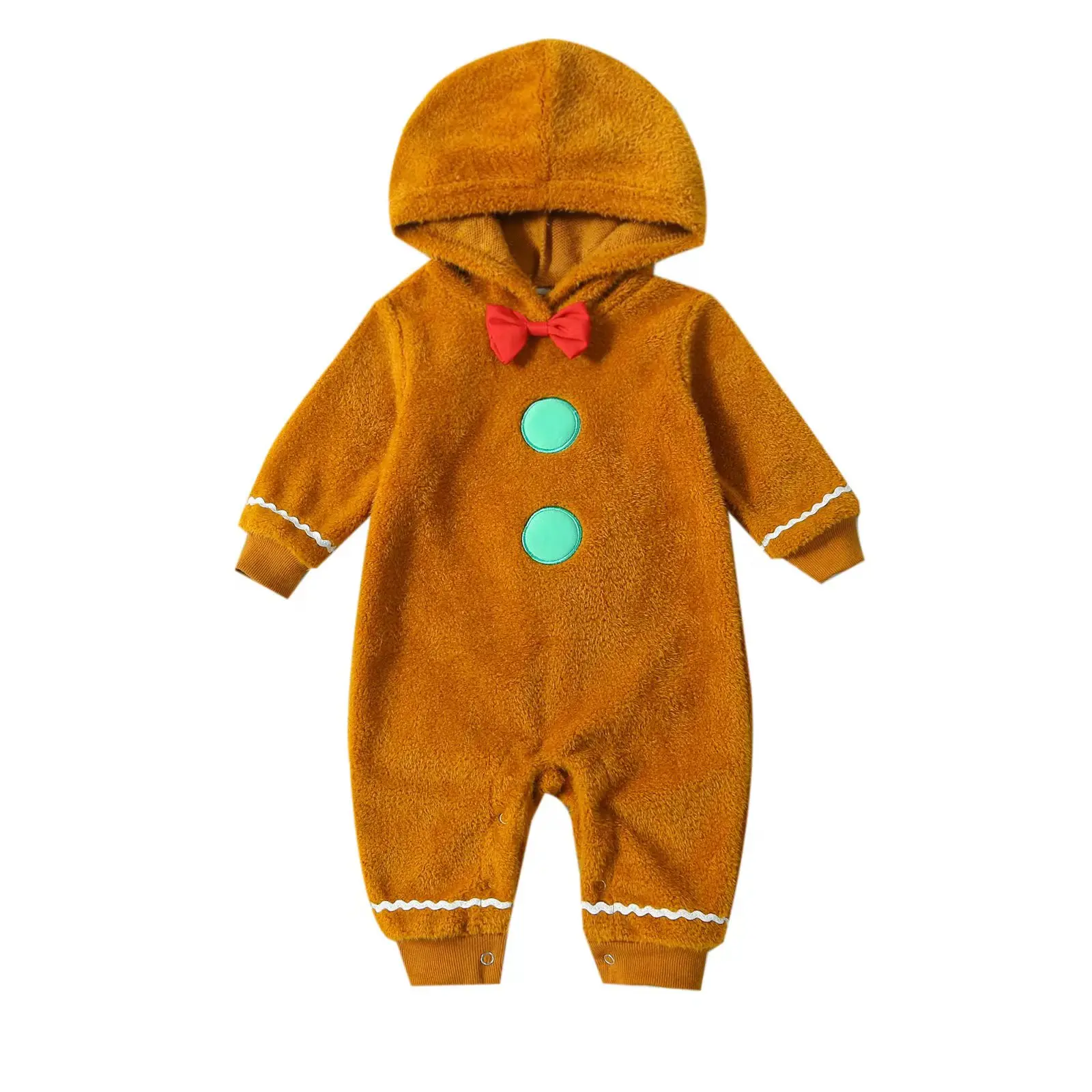 Newborn-Toddler Gingerbread Christmas Costume, Baby Clothing, Long-Sleeve Onesie Romper Jumpsuit for Costume Use