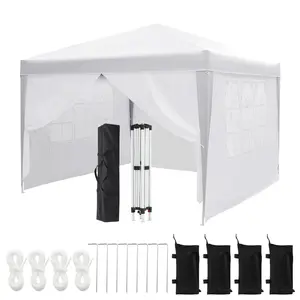 Heavy duty waterproof pop-up canopy tent -4 side wall outdoor folding tent, Oxford fabric, perfect for events, weddings, backyard parties - including wooden stakes, ropes, and handbags,summerwins