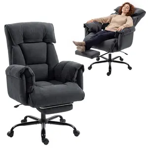 HOMCOM Executive Office Chair Comfy with Foot Rest, Reclining Swivel Computer Desk Chair with High Back, Thick Cushion, Padded Armrest, Adjustable Height, Rolling Wheels